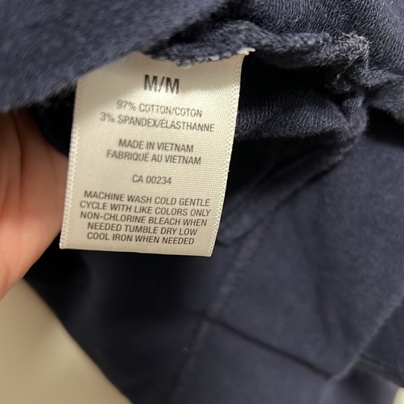 Navy Blue Women's Top with Striped Cuffs - Picture 4 of 5